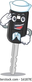 A mascot design of car key Sailor wearing hat