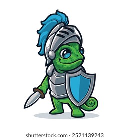 Mascot Design Chameleon in Knight Armor