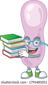A mascot design of clostridium botulinum student having books. Vector illustration