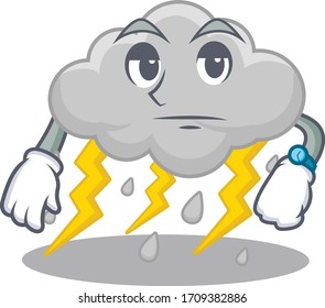 Mascot design of cloud stormy showing waiting gesture