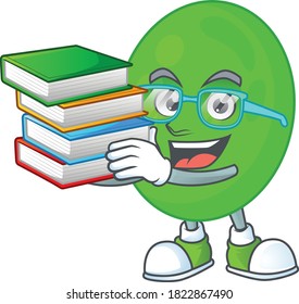 A mascot design of cocci student having books. Vector illustration