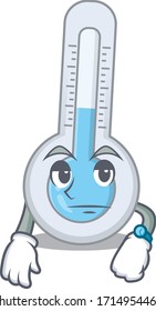Mascot design of cold thermometer showing waiting gesture