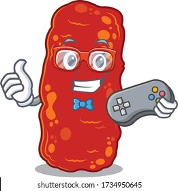 Mascot design concept of acinetobacter bacteria gamer using controller