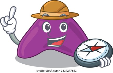 concepto de diseño de mascota del explorador adrenal utilizando una brújula en el bosque
