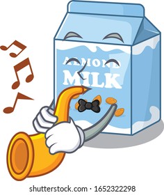 mascot design concept of almond milk playing a trumpet