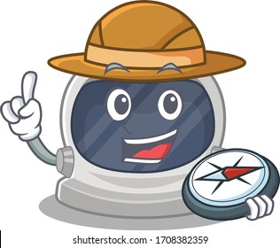mascot design concept of astronaut helmet explorer with a compass