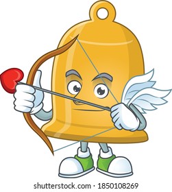 concepto de diseño de mascota de timbre lindo Cupido con flecha y alas. Ilustración del vector