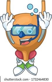 Concepto de diseño de mascota de vejiga con gafas de buceo