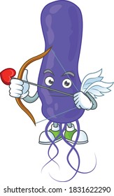 mascot design concept of blue spirila cute Cupid with arrow and wings. Vector illustration