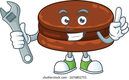 mascot design concept of chocolate alfajor mechanic