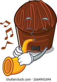 mascot design concept of chocolate candy playing a trumpet