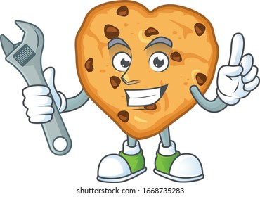mascot design concept of chocolate chips love mechanic