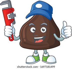 Mascot design concept of chocolate conitos work as smart Plumber