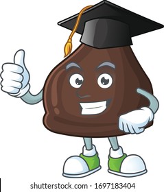 Mascot design concept of chocolate conitos proudly wearing a black Graduation hat