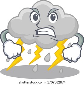 Mascot design concept of cloud stormy with angry face
