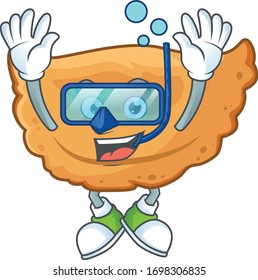 Mascot design concept of cornes de gazelle wearing Diving glasses