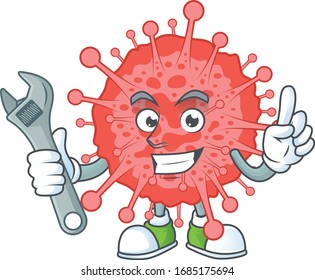 mascot design concept of coronavirus disaster mechanic