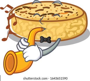 mascot design concept of crumpets playing a trumpet