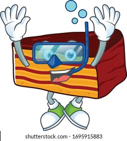 Mascot design concept of dobos torte wearing Diving glasses