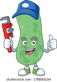 Mascot design concept of enterobacteriaceae work as smart Plumber. Vector illustration