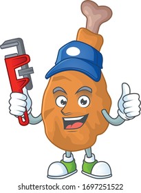 Mascot design concept of fried chicken work as smart Plumber