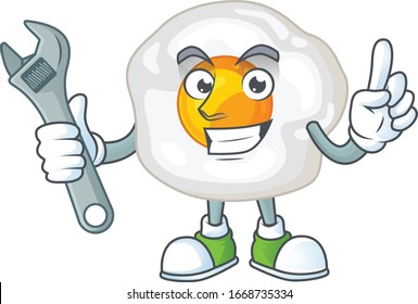 mascot design concept of fried egg mechanic