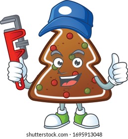Mascot design concept of gingerbread tree work as smart Plumber