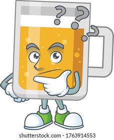 mascot design concept of glass of beer with confuse gesture. Vector illustration