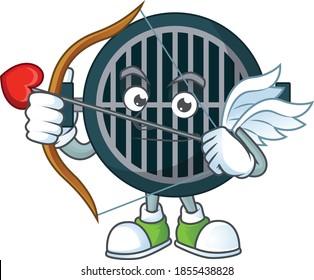 mascot design concept of grill cute Cupid with arrow and wings. Vector illustration