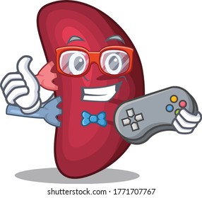 Mascot design concept of human spleen gamer using controller