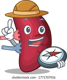 mascot design concept of human spleen explorer with a compass