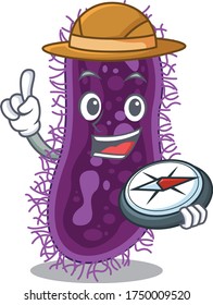mascot design concept of lactobacillus rhamnosus bacteria explorer with a compass