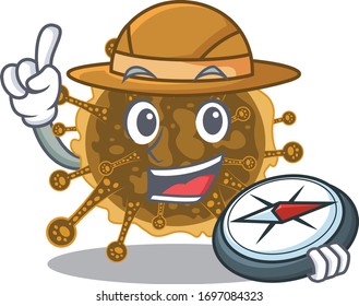mascot design concept of negarnaviricota explorer with a compass
