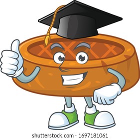 Mascot design concept of peanut cookies proudly wearing a black Graduation hat
