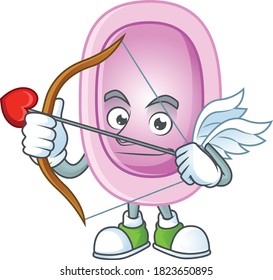 mascot design concept of pertussis cute Cupid with arrow and wings. Vector illustration