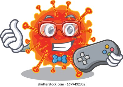 Mascot design concept of riboviria gamer using controller