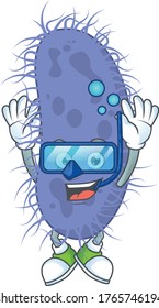 Mascot design concept of salmonella typhi wearing Diving glasses. Vector illustration