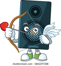 mascot design concept of sound system cute Cupid with arrow and wings. Vector illustration