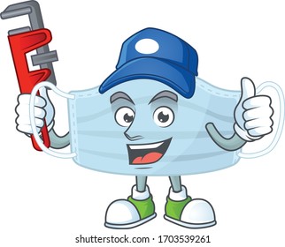 Mascot design concept of surgery mask work as smart Plumber