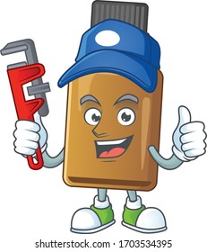 Mascot design concept of syrup cure bottle work as smart Plumber