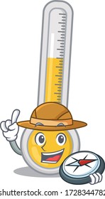 mascot design concept of warm thermometer explorer with a compass