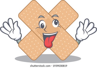 A mascot design of cross bandage having a funny crazy face. Vector illustration