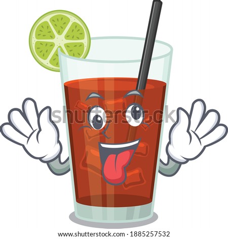 A mascot design of cuba libre cocktail having a funny crazy face