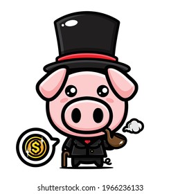 mascot design of cute pig character