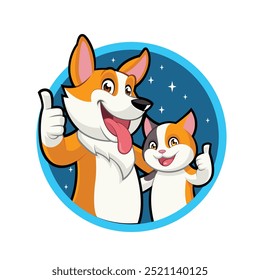 Maskottchen Design eines Hundes und einer Katze