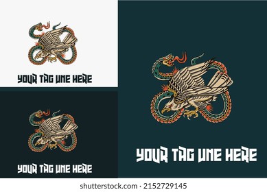 mascot design of eagle and snake vector