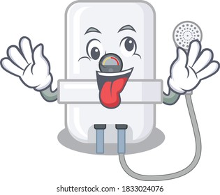 A mascot design of electric water heater having a funny crazy face