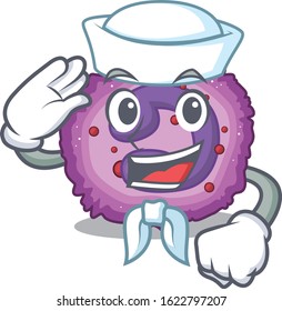 A mascot design of eosinophil cell Sailor wearing hat