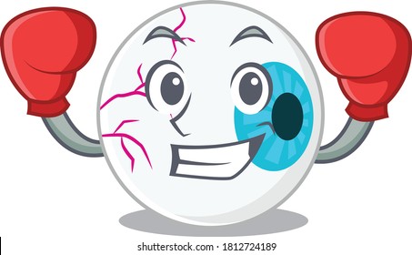 Mascot design of eyeball as a sporty boxing athlete