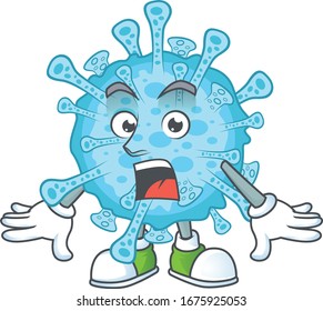 A mascot design of fever coronavirus making a surprised gesture